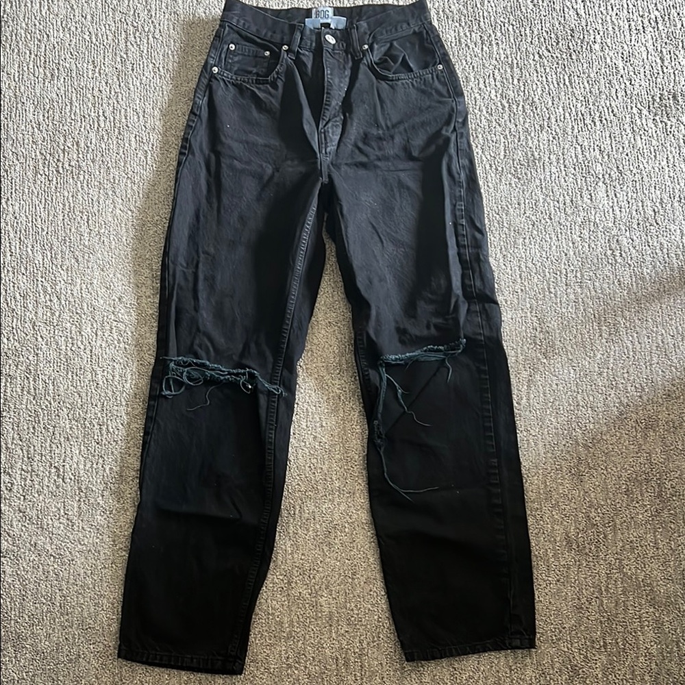 Urban Outfitters Black Distressed Straight Jeans